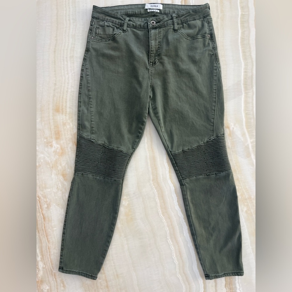 Pistola Olive Moto Jeans Stretch Utility Biker Skinny Jeans Size 31
